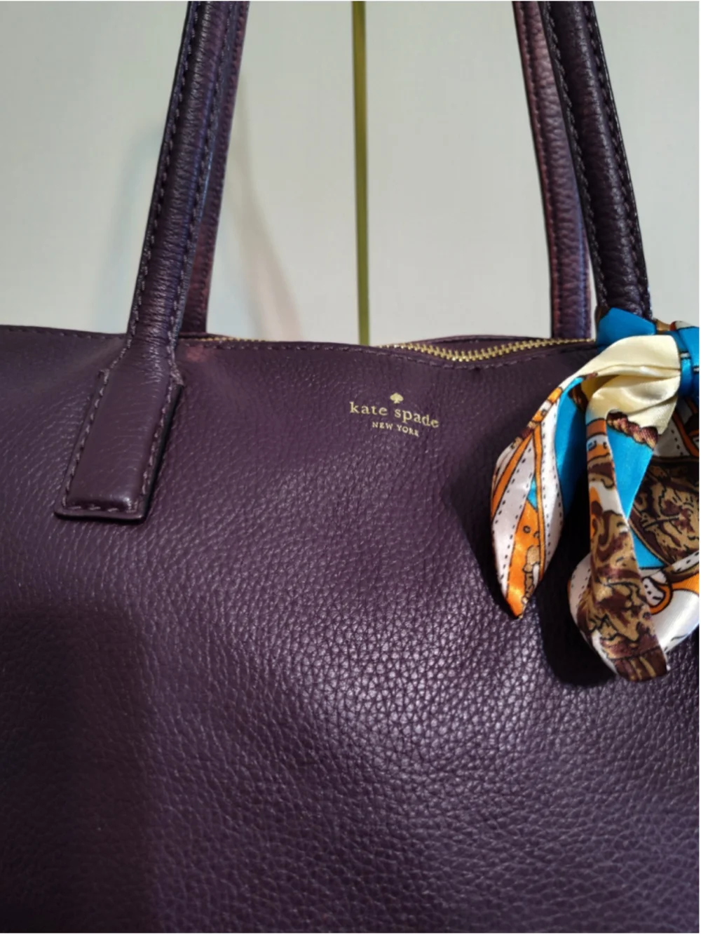 Women's Kate Spade Purple Leather Tote Bag